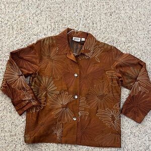 Chico's Rich Brown Silk Shirt jacket